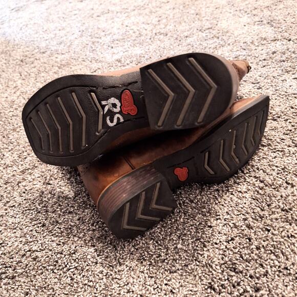 Justin square Toe Cowgirl Western Brown Leather Boot womens 6.5 - Picture 9 of 9